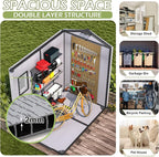 4 x 6 FT Resin Outdoor Storage Shed, All-Weather Plastic Garden Shed with Floor, Lockable Doors & Windows, Plastic Tool Shed for Poolside, Patio, Backyard