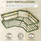 MAXIFFE 3 Pack X-Large Corner Shower Caddy with Soap Holder, Large Capacity Easy Install No Drilling Stainless Steel Hold 40 LB Shower Organizer Shelves Rack for Family Renters Bathroom, Forest Green
