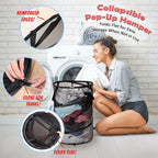 Pop Up Hamper for Laundry Mesh Collapsible Laundry Basket | Large Clothes Hamper - Black 16"L x 16"W x 24"H (Pack of 2)