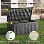 ROJIK 150 Gallon Outdoor Storage Box Waterproof,Weatherproof Deck Boxes Outdoor Lockable,Resin Outside Storage Box for Garden Tools,Cushions,Pool Accessories(Black,150 Gal)