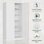 Letaya Metal Storage Cabinets with Lock Door,Steel Locker Garage Cabinets 5 Adjustable Shelves for Home,Office, Warehouse(White)