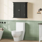 ChooChoo Bathroom Wall Cabinet, Over The Toilet Space Saver Storage Cabinet, Medicine Cabinet with 2 Door and Adjustable Shelves, Cupboard, Black