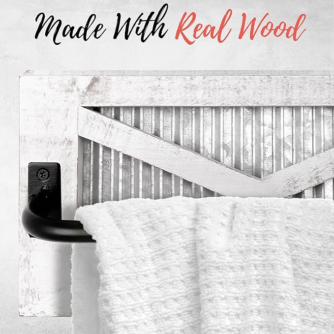 Autumn Alley Farmhouse Rustic Towel Rack Holder - Wood Towel Rack - Farmhouse Towel Holder for Rustic Bathroom and Farmhouse Kitchen Style Décor - 24" Wall Mounted, Rustic White