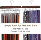 TOPIA HANGER 40 Hooks Belt Tie Hanger Space Saving for Closet, 2 in 1 Belt Ties Racks Max 60 Belts with 60 Ties Capacity, Curved with Flat Hooks for Belts,Ties,Bras,Closet Organizers and Storage CT70A