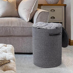 CHICVITA Large Laundry Hamper with Lid, 58L, Tall Clothes Laundry Basket for Bedroom, Rope Laundry Bin for Clothes, Blankets, Toys, Woven Laundry Basket for Living Room, 15 x 20 inches, Grey