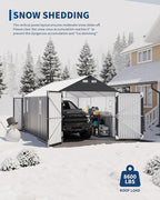 Garvee 12x20 ft Enclosed Metal Car Port, Carport with Vertical Steel Roof for All-Weather Use, Metal Garage Shed with Man Door for Full-Sized Pickup Trucks & SUV, Gray