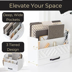 BLU MONACO | Wooden Mail Organizer with Drawer | Mail Organizer Wood Desktop Storage | Tabletop Organizer with Drawers White Farmhouse Desk Sorter
