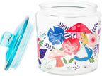 Silver Buffalo Disney Alice in Wonderland Flowers and Mushrooms Glass Cookie Snack Candy Jar with Lid (Small)