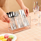 Utensil Holder, 3 Compartments Utensil Drying Rack with Automatic Drain Tray for Kitchen Counter, Transparent Acrylic Organizer for Silverware Cutlery Spoons, Forks, Knifes, Chopsticks (Clear)
