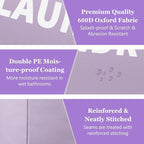 95L Folding Laundry Basket, Large Laundry Hamper with Handles, Portable Dirty Clothes Hamper, Independent Storgae Basket for Bathroom, Living Room, Dorm, Purple