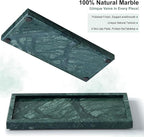 Natural Small Marble Vanity Tray, Luxury Stone Organizer for Bathroom & Kitchen | Holds Soap Dispenser, Jewelry, Perfume | Non-Resin, Non-Ceramic Décor (Green, M (11.8" x 5.1" x 0.78"))