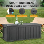 180 Gallon Outdoor Storage Box, Resin Deck Boxes Outdoor Waterproof For Patio Furniture, Garden Tools, Pool Supplies, Lockable And UV Resistant (Striped Black)