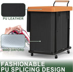 190L (50 Gal) Extra Large Fashion Laundry Hamper 2 Section with Lid, Rolling Laundry Basket Hamper with Handle, Laundry Organizer Storage Cart with Sturdy Metal Frame for Laundry Room, Hotel, black