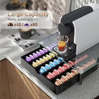 Coffee Pod Drawer Organizer with Tempered Glass Lid (Transparent Glass)