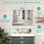 32 x 24 Farmhouse Medicine Cabinet, Tempered Frameless Bathroom Mirror with Storage, Silver Recessed or Surface Mount Aluminum Medicine Cabinet for Bathroom Modern