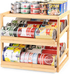 Can Organizer for Pantry, 3 Tiers Pantry Can Organizer Hold up to 72 3oz Cat Can, Rolling Can Storage Soda Dispenser Can Holders for Cabinet