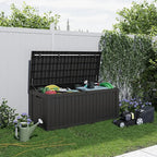 ROJIK Outdoor Storage Housing Deck Box - Waterproof Patio Furniture, Garden Tools, Cushions, Pool Accessories Storage Bench with Lockable Lid and Side Handles (Black 158 Gal)