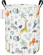 QUEENLALA Large Storage Basket,Laundry Hamper/Bathroom/Home Decor/Collapsible Round Storage Bin,Boys and Girls Hamper/Boxes/Clothing(Round-Animal)