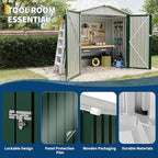 Outdoor Storage Shed, Weather Resistant Garden Shed with Gable Roof & Grid Window, Multi-Use Shed for Bikes, Lawn Mowers, Patio Supplies & Pet Shelter (Green, 6×4FT)