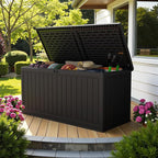 Devoko 260 Gallon Double-Wall Deck Box with Divider, Side Handles, Resin Outdoor Large Storage Box Waterproof and Lockable for Patio Furniture, Garden, Pool (Black, 260 Gallon)