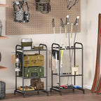 Garden Tool Organizer, Garden Tool Rack and Storage, Up to 35 Long-Handled Tools/Rakes/Brooms, Heavy Duty Steel Stand for Yard, Shed, Outdoor, Black