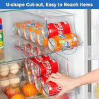 Puricon 2 Pack Soda Can Organizer Dispenser for Refrigerator, Plastic Canned Food Pop Beverage Container Holder Storage Bin with Lid for Freezer Rack Pantry Cabinet Cupboard Kitchen -Standard