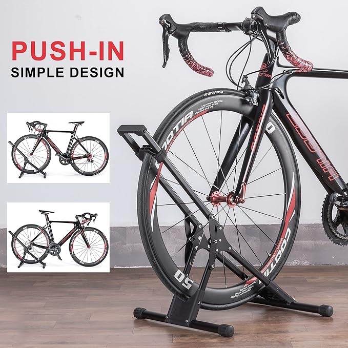 CHEPARK Bike Floor Stand Rack- Indoor Bike Stand for Garage/Home - Bike Storage Bicycle Parking Rack Fit 20”-29” Mountain Road Bikes (1 Bike Rack)