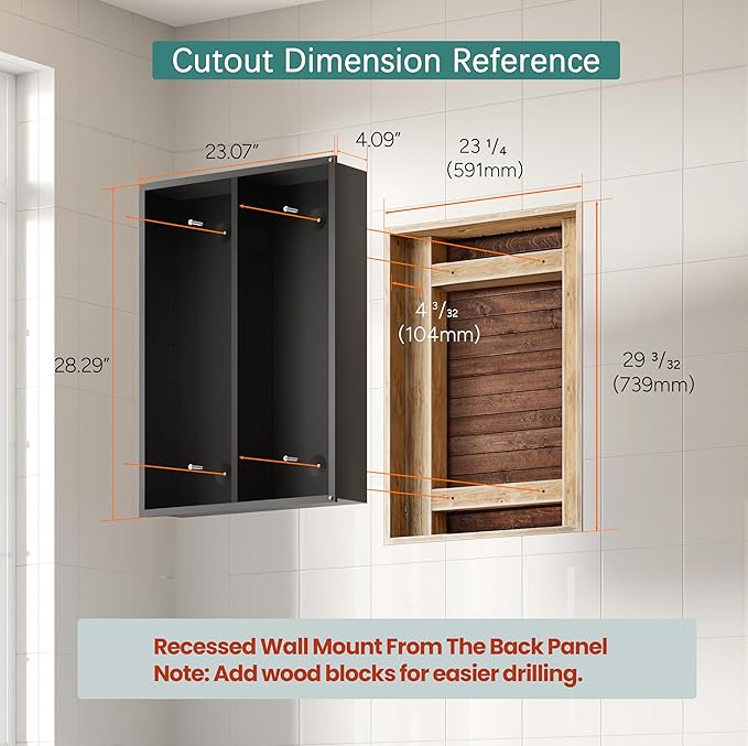 Large Bathroom Medicine Cabinet 24x32 Inch, Oversized Mirror with Storage, Heavy Duty Aluminum Construction, 6 Tempered Glass Shelves, Rust Proof Master Bath Organizer, Matte Black