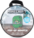 Jay Franco Minecraft Pop Up Laundry Hamper for Boys - Foldable Mesh Dirty Clothes Basket with Durable Handles, Kids Toy Storage Bin for Bedroom, 22" x 14"