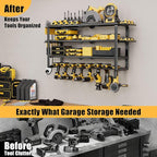 420LB Capacity Power Tool Organizer with Charging Station & 6 Outlets | Quick Assembly 4-Layer Heavy Duty Rack for Drills & Batteries | Ultimate Garage Storage & Christmas Gift for Men