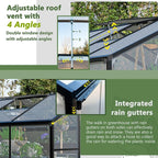 Polycarbonate Greenhouse for Outdoors, Large Walk-in Aluminum Frame Greenhouse with Lockable Door, Adjustable Roof Vent, UV Protection, Weather-Resistant for Garden Backyard (Black,6x8 FT)