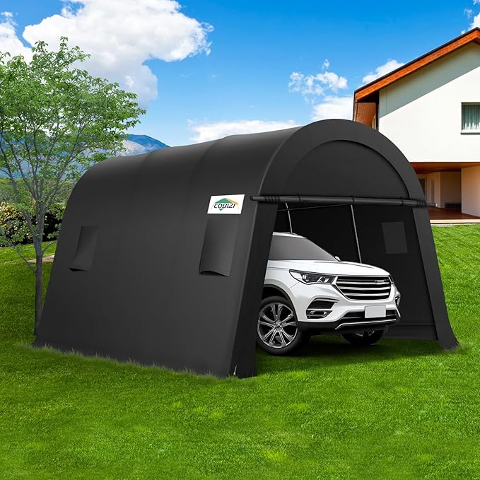 COBIZI 10x15 Carport Canopy Heavy Duty Portable Garage Tent with Double Zippered Roll-up Doors & Vents, Large Space Car Port Car Garage Waterproof Anti-Snow for Cars, Boats, Trucks