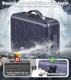 Fireproof Document Box, Hard Case Highly Flame-Resistant Fire Proof Waterproof File Organizer with Lock, Portable Fire Safe for Important Documents & Valuables Storage (Blue, ‎14"*11"*5")
