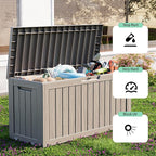ROJIK Outdoor Storage Housing Deck Box - Waterproof Patio Furniture, Garden Tools, Cushions, Pool Accessories Storage Bench with Lockable Lid and Side Handles (Grey 88 Gal)