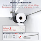 Paper Towel Holder - Under Cabinet, No-Drill Self-Adhesive Hanging Rack, Easy Tear, Space-Saving Sleek Metal Kitchen Roll Dispenser, Wall-Mount Look, Kitchen Storage & Organization - Black