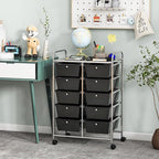 Giantex 10 Drawers Rolling Cart, Classroom Organizers, Storage Cart with Wheels, for Teacher Office Home School Supplies Tool Craft Art Paper, Black