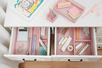 Annova Mesh Stackable Drawer Cabinet and Shelf Organizer Bins Storage Basket School Office Supply Holder Tray- Set of 2 (Light Pink, 3x12x2 Inch)