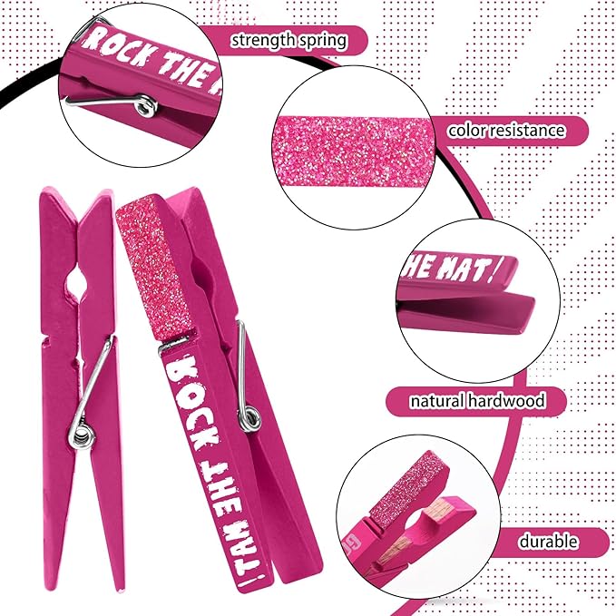 Kigeli 30 Pcs Spirit Clips Cheer Pins Cheerleader Gifts Clothes Pins for Backpacks Competition Glittered for Team Cheer Gifts Stuff Supplies Party Favors Accessories Bulk(Pink,Shiny)