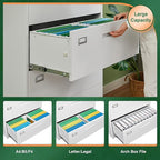 Letaya 3 Drawer File Cabinets with Lock,Metal Lateral Filing Cabinets for Home Office Organization Hanging Storage Letter/Legal/F4/A4(Assembly Required)