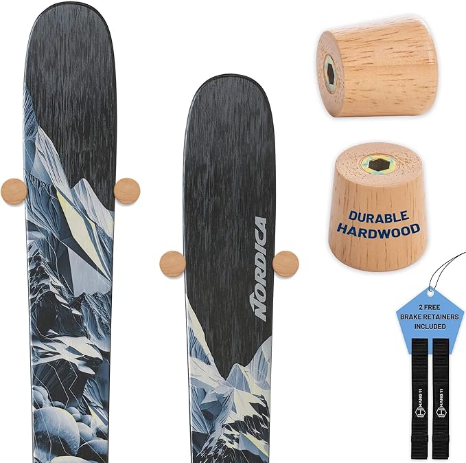 Hang 11 Ski Wall Mount - Ski Display Wall Mount, Minimalist Hardwood Hangers, Decorative Holders to Hang, Vertical Storage Rack for Garage, Showcase your Favorite Pastime