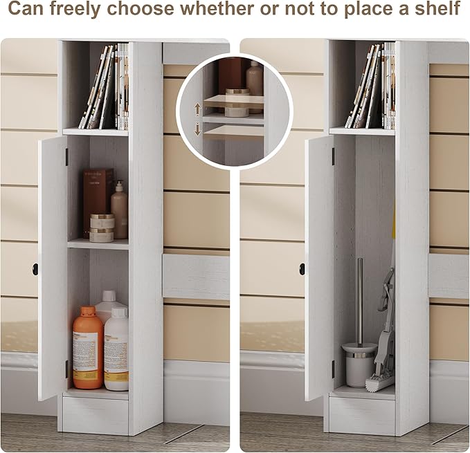 ChooChoo Over The Toilet Storage Cabinet, Farmhouse Bathroom Shelf Over Toilet with Adjustable Shelves, Above Toilet Storage Cabinet with Sliding Door for Bathroom, Laundry Room, Antique White