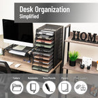 Mind Reader 10-Drawer Desk Organizer for Office Supplies, Crafts, Mail Sorting & More, Metal Mesh, 10.75"L x 14"W x 21.25"H, Black