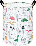 Dinosaur Pattern 19.7 Inch Round Laundry Clothes Hamper Laundry Basket with Handles,Storage Organizer Bins Laundry Gift Basket for Room, Bedroom Decor