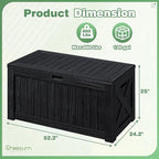 Greesum Outdoor Storage Box 120 Gallon Storage Bin with Lid for Patio Furniture, Garden Tools, Pool Supplies, Lockable, Waterproof and UV Resistant, Black