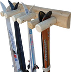 6-Place Log Ski Rack Wall Mount, Indoor Ski Storage Rack for Garage Organizers, Wooden Skis Wall Mount Storage Racks, Pole Skis Sports Racks, Garage Organization Walls - Natural