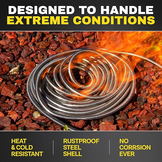 BIONIC STEEL Short 10 Ft Hose Extension, 10 Ft x 5/8 In. Short Hose Connector for Reel, Leak Proof Connection, Heavy Duty, Non Kinking, Flexible, Heavy Duty