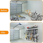 TORACK Wall Mounted Bike Storage Rack with Shelf, 6 Bikes Hangers for Garage, Space Saving Bike Rack Wall Mount, Holds Up to 600 lbs