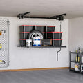 Overhead Garage Storage Rack, Heavy Duty Adjustable 4x4 ft Ceiling Mounted Storage Racks, 250 Lb Capacity Overhead Garage Storage Rack with Manual Safety Lock for Garage Ceiling Storage