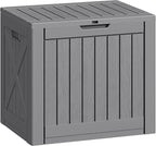 Greesum 40 Gallon Outdoor Deck Box with Lock, Resin Storage Chest for Patio Furniture Cushions, Garden Tools, Pool Toys, Waterproof & UV Resistant, Large Capacity, Gray