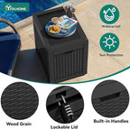 YITAHOME 32 Gallon Deck Box, Resin Storage with Lockable Lid & Side Handles, Indoor Outdoor Small Container for Patio Cushion, Garden Pool Accessories, Backyard Furniture, Water Resistant